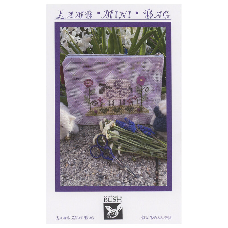The front of the Lamb Mini Bag cross stitch pattern by Shepherds Bush.