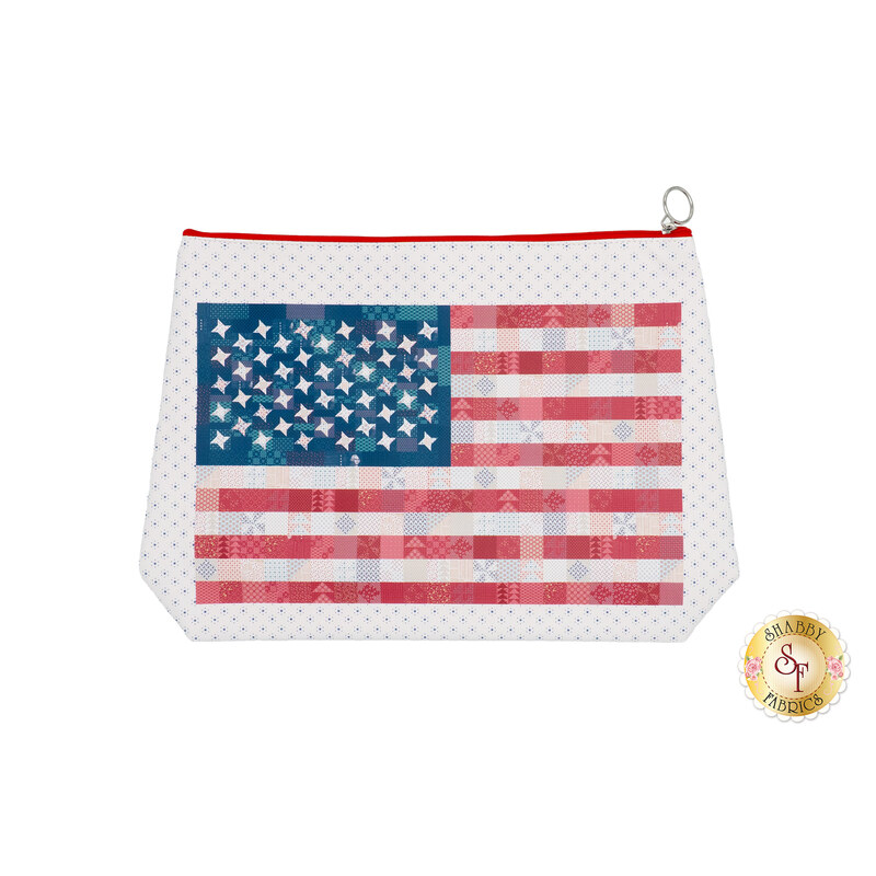 Americana zipper project pouch isolated on a white background.
