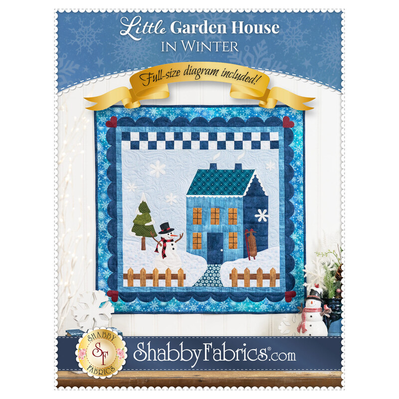 Front cover of the pattern showing the completed project in cool winter colors.