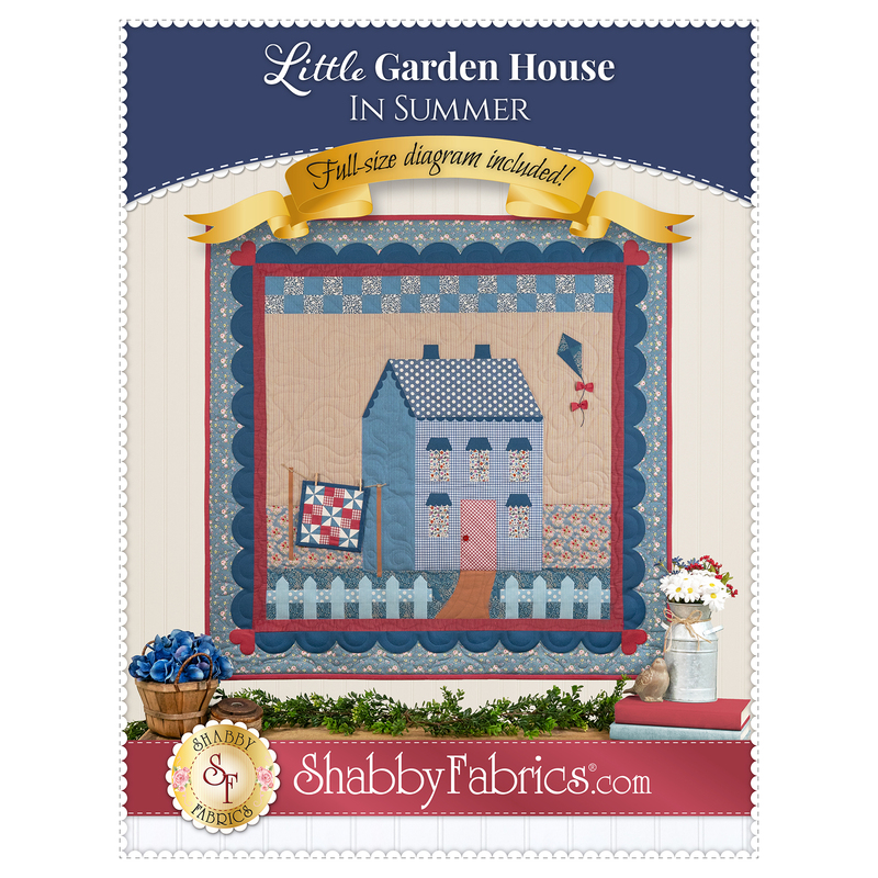 Front cover of the pattern showing the completed project in cool summer colors.