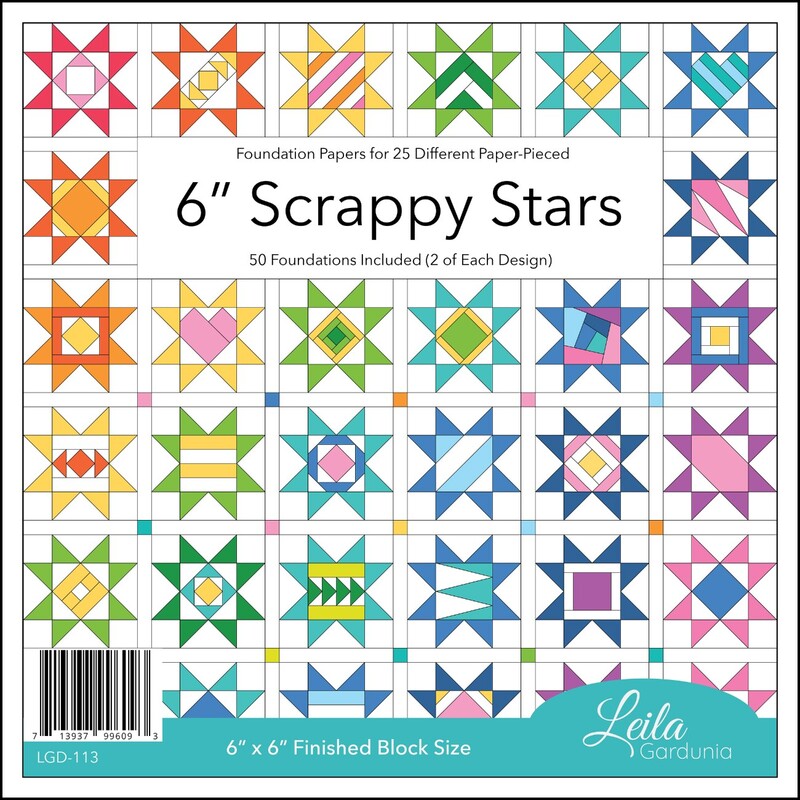 Front of the 6" Scrappy Stars foundation paper pad