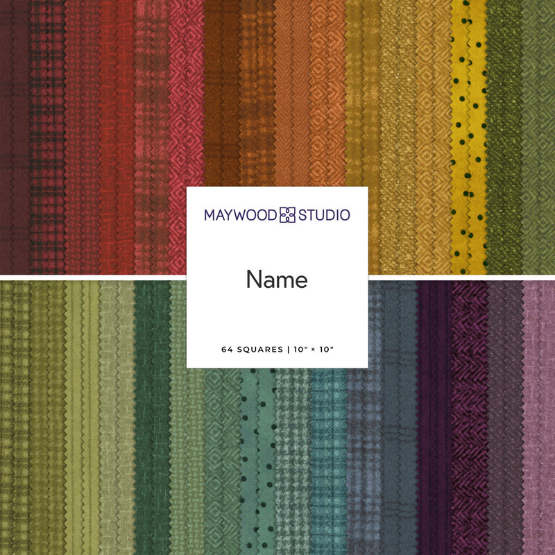 Collage of the vibrant flannel fabrics included in the Woolies Flannel 10" Squares - 64pc Set.