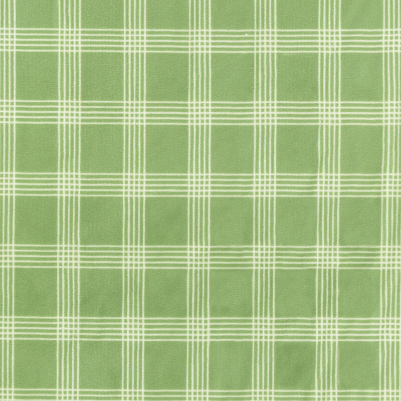 Sea-glass green fabric featuring a white lined plaid design.