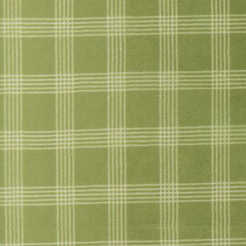 Sea-glass green fabric featuring a white lined plaid design.