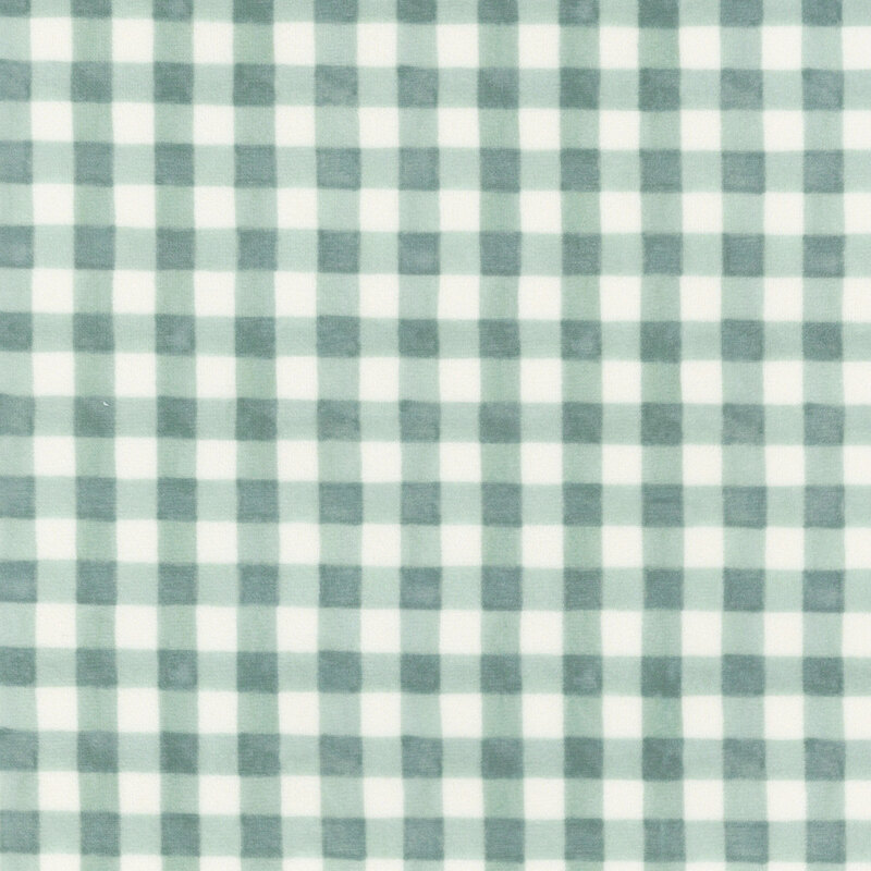 Cream fabric with a timeless green gingham pattern.