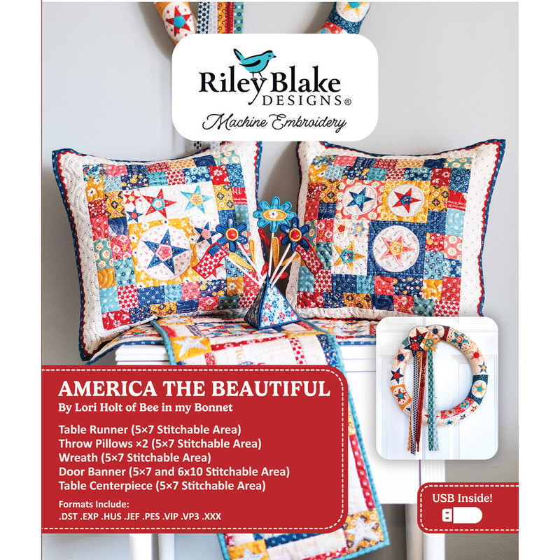Americana America the Beautiful Machine Embroidery USB