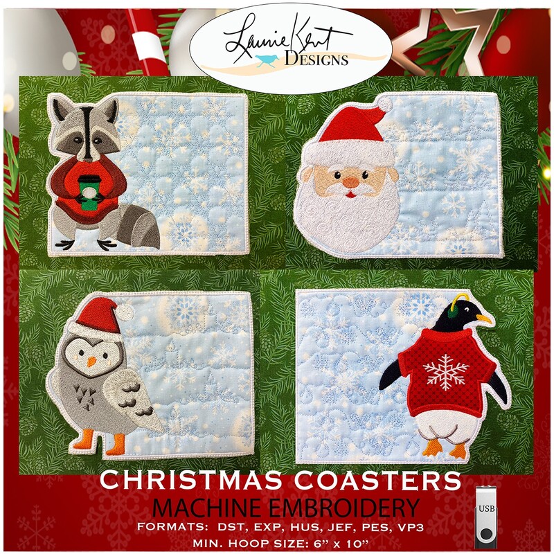 Christmas Coasters Embroidery USB