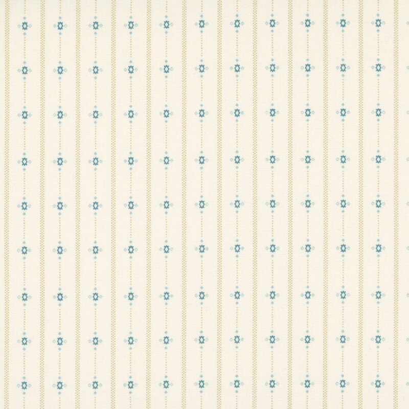 Cream fabric with primitive beige and blue striping
