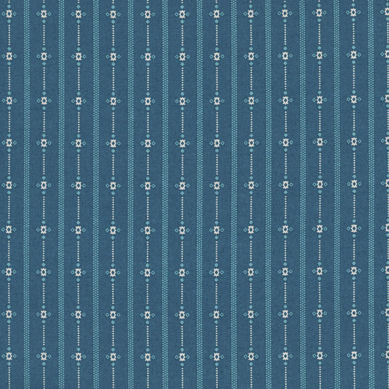 Indigo blue fabric with primitive cream striping