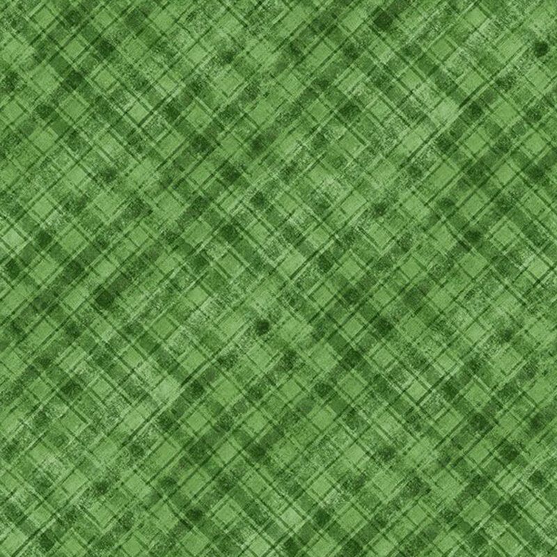 Green fabric features a timeless tonal plaid pattern.
