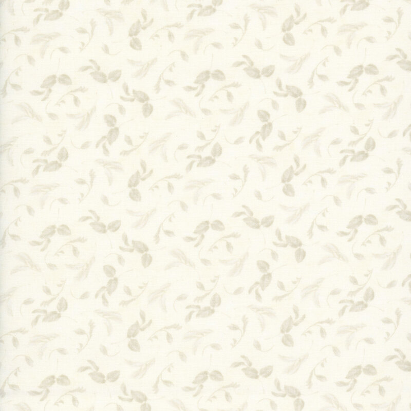 Cream fabric with a tonal pattern of beige leaves and stems