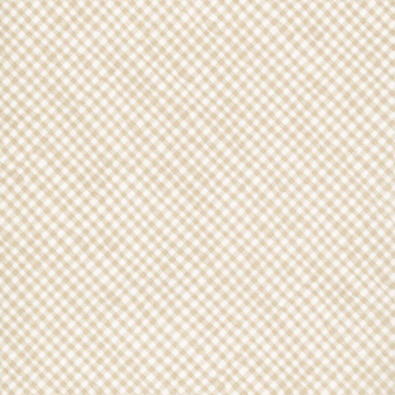 Cream fabric with an irregular tonal gingham pattern with subtle variations in scale and texture.