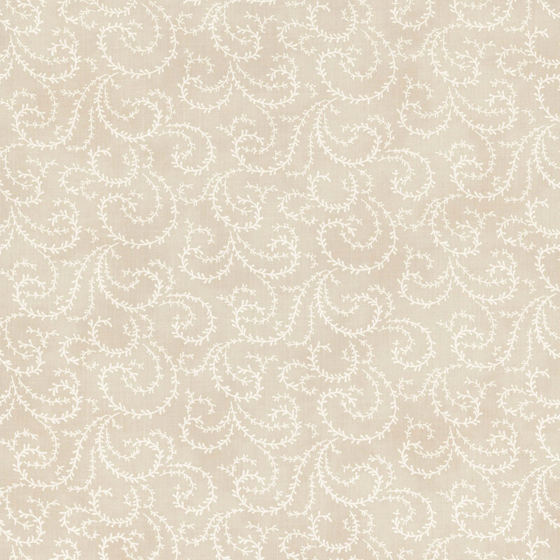 A cream fabric with white organic swirls.