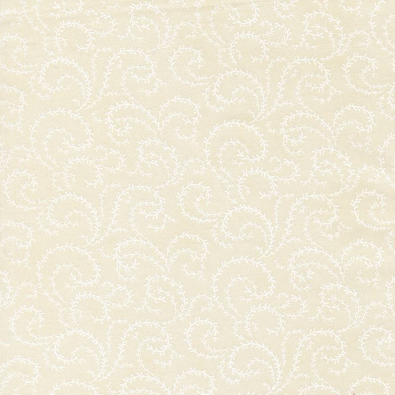 A cream fabric with white organic swirls.