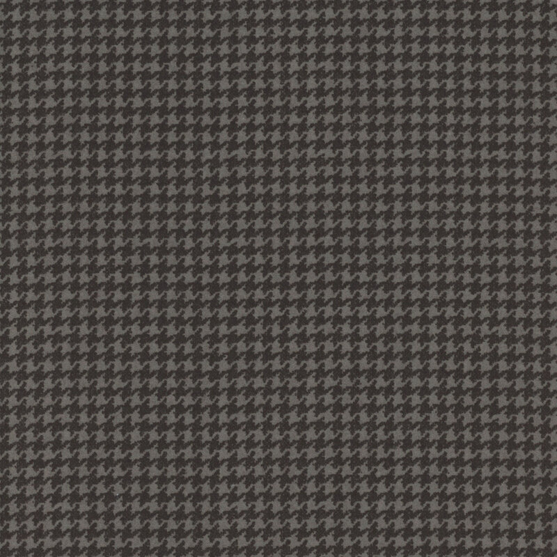 Dark gray fabric with a small black houndstooth pattern