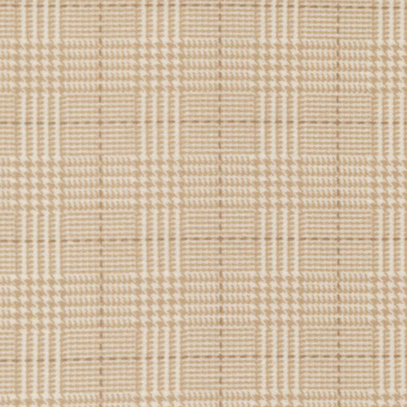Cream fabric with a tonal beige plaid pattern 