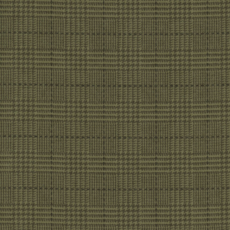 Olive fabric with a tonal green plaid pattern 