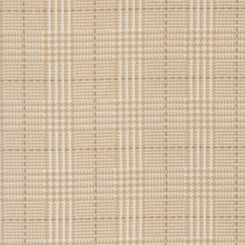 Cream fabric with a tonal beige plaid pattern 