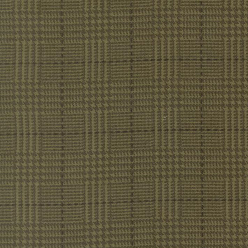 Pine green fabric with a tonal olive plaid pattern 