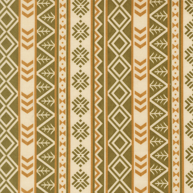 Green fabric with a pattern of various forest animal tracks. 