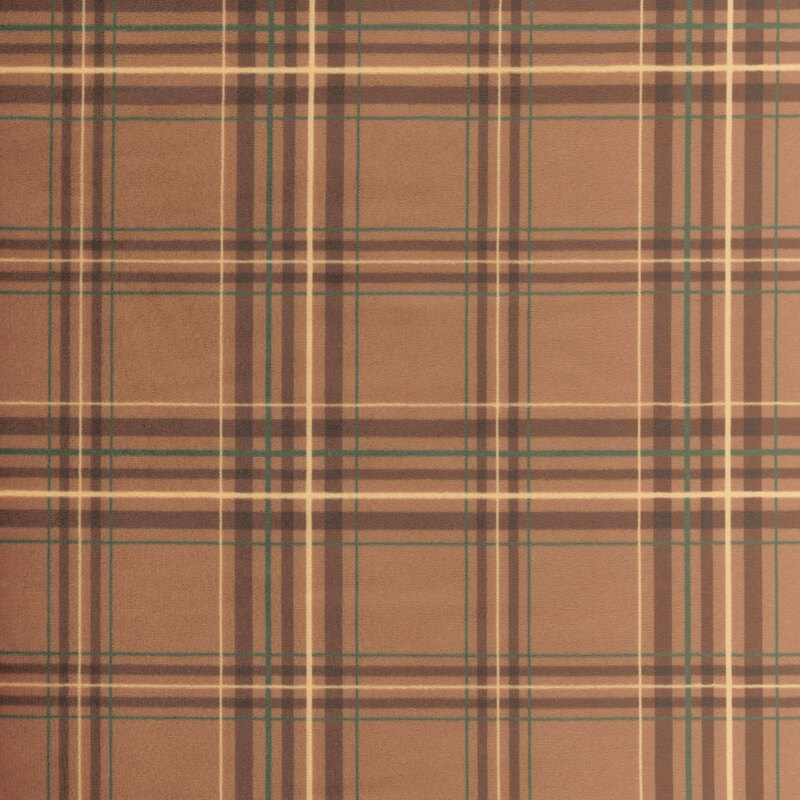 Brown minky fabric with a classic plaid pattern.