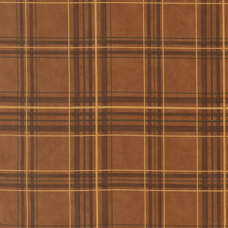 Brown minky fabric with a classic plaid pattern.