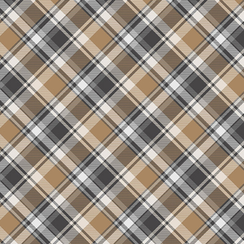 Gray fabric with a timeless plaid pattern rendered in soft neutral tones.