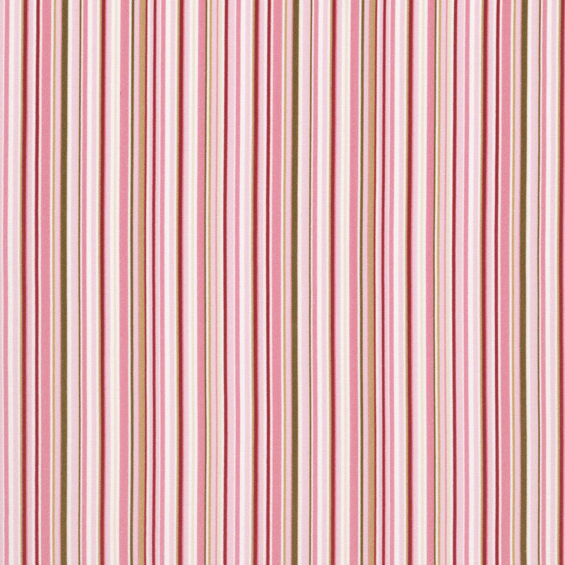 Striped fabric in greens, reds, pinks, and white.