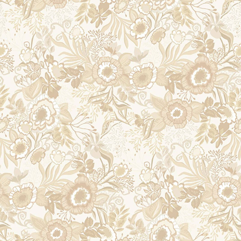 Cream fabric featuring tonal floral bouquets.