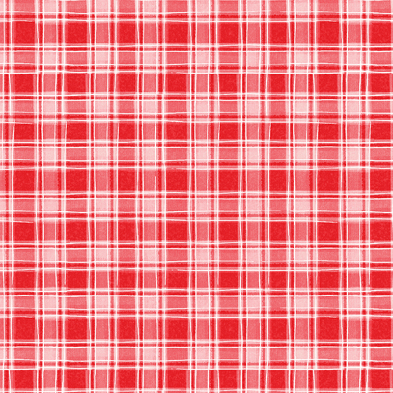 Red flannel fabric with a softly textured plaid design.