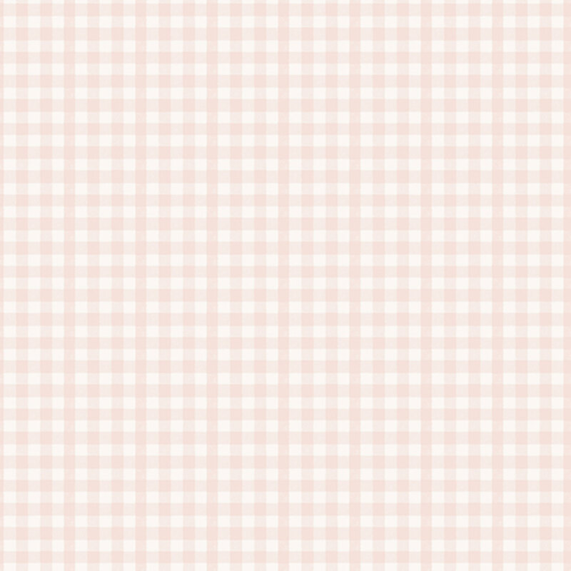 Cream fabric with a small pastel pink gingham pattern