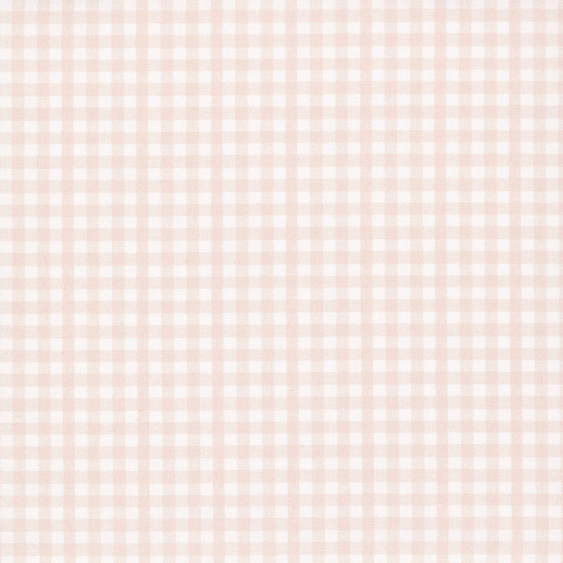 Cream fabric with a small pastel pink gingham pattern