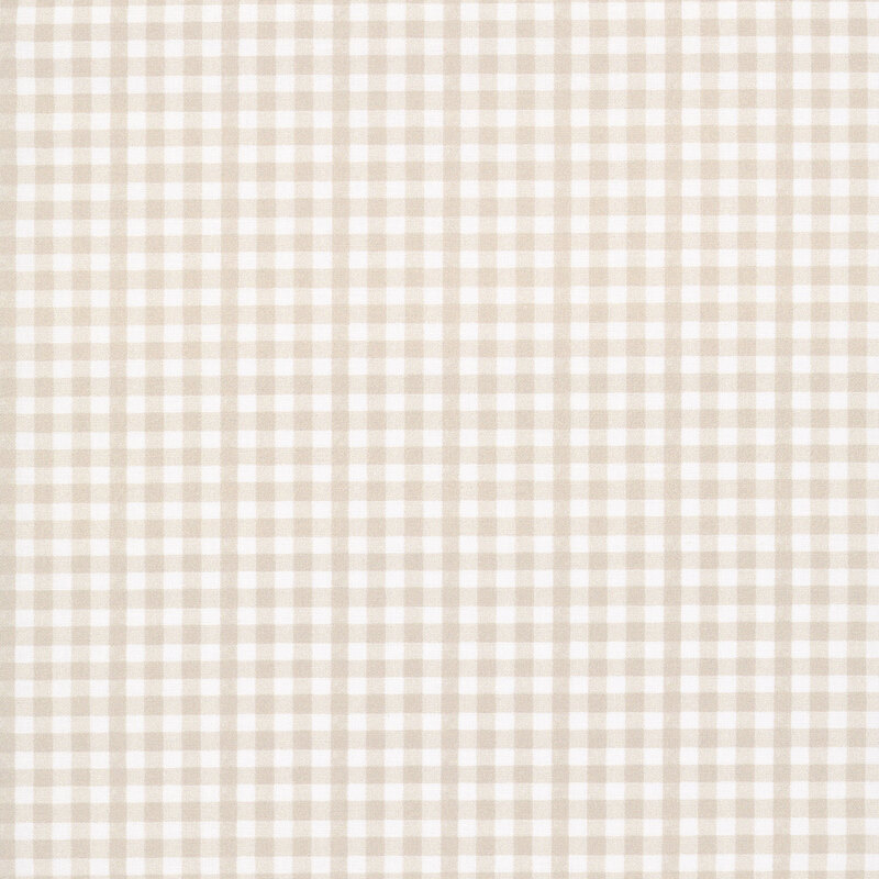 Cream fabric with a small pale taupe gingham pattern