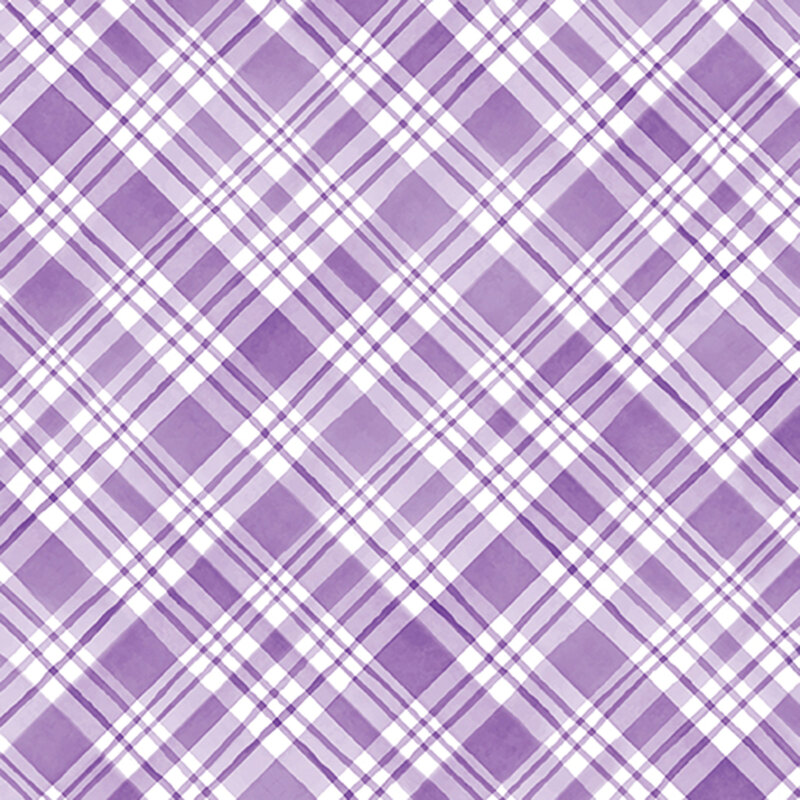 Lavender diagonal plaid on a white background.