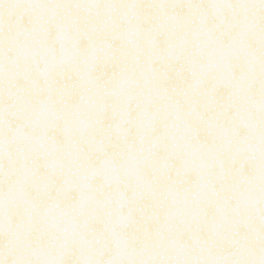 A mottled cream fabric with small white polka dots. 