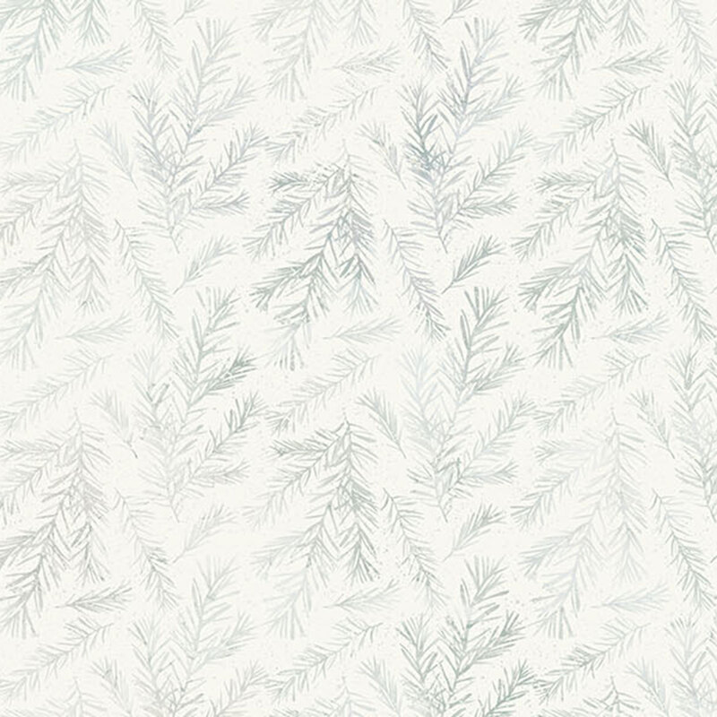 Mottled, off-white fabric featuring pine sprigs.
