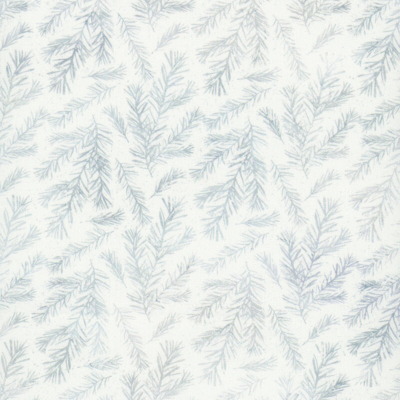 Mottled, off-white fabric featuring pine sprigs.