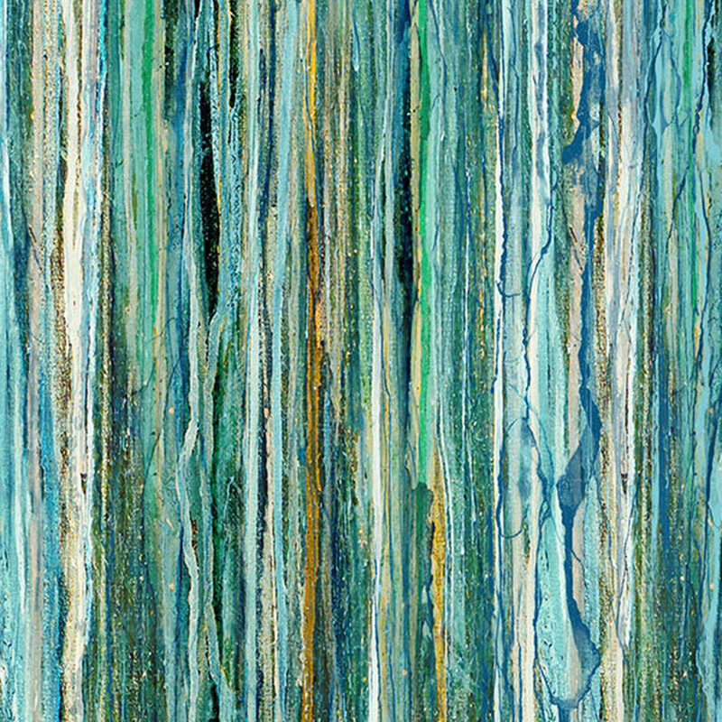 Blue and teal striped fabric with a mottled and cracked texture.
