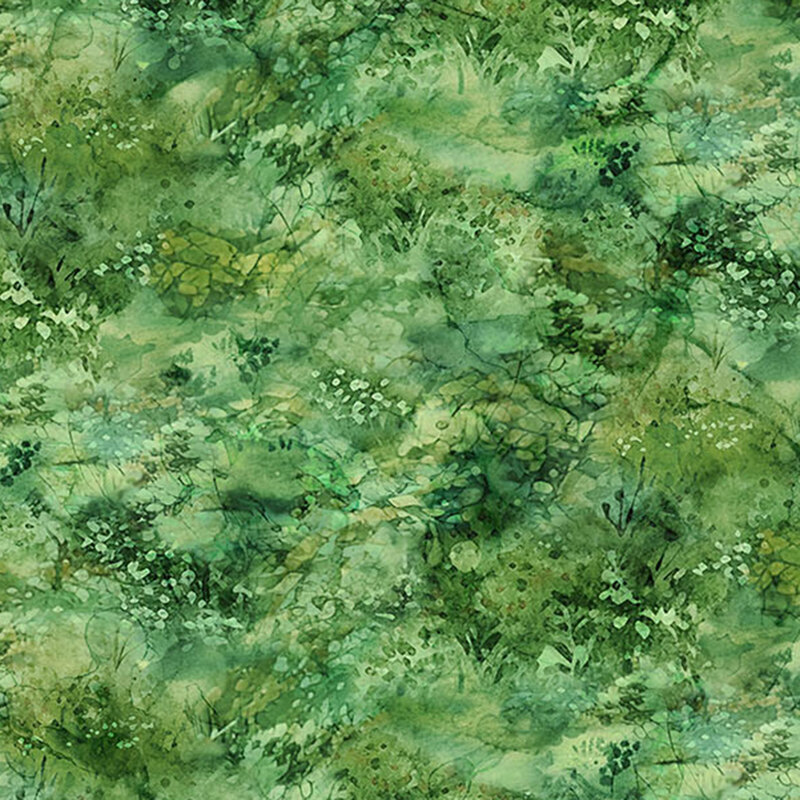 Mottled and textured green fabric resembling a thick canopy of green trees and leaves.