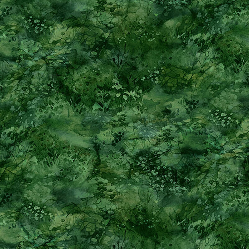 Mottled and textured dark green fabric resembling a thick canopy of green trees and leaves.