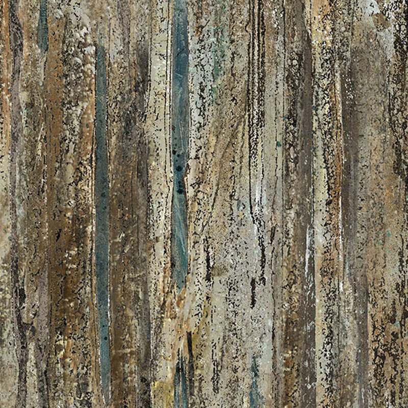 Light brown fabric with dark brown and muted teal textural accents