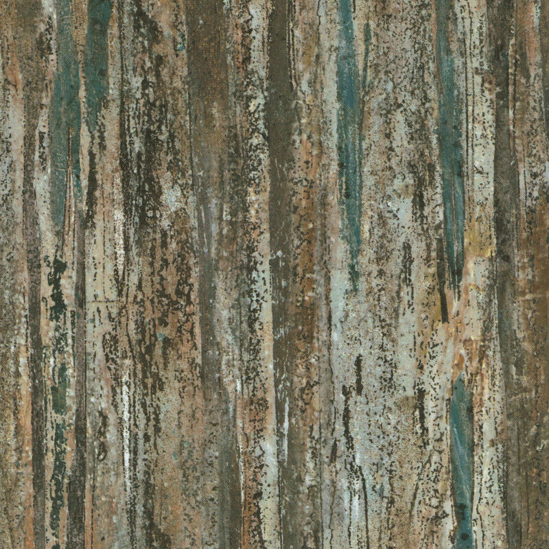 Light brown fabric with dark brown and muted teal textural accents