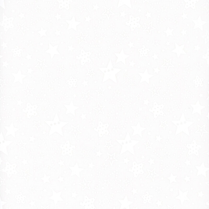 A white on white fabric tossed with stars.