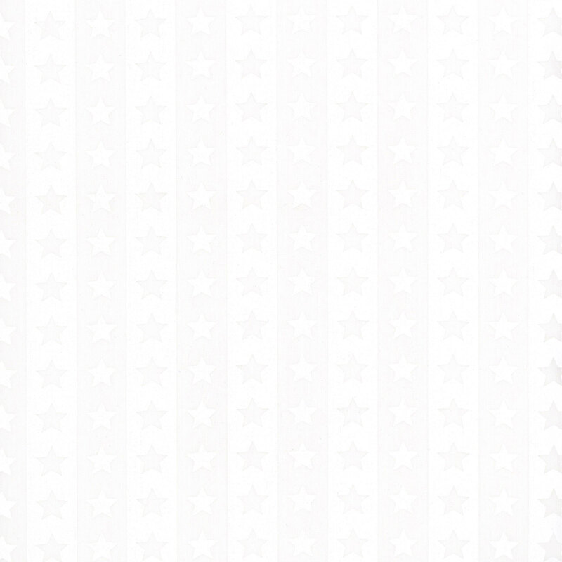 A white on white fabric with stripes and stars.
