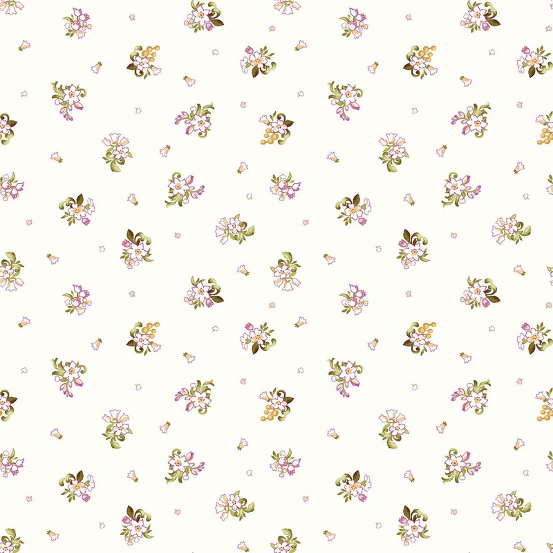 Cream fabric with a ditsy pattern of small floral bunches