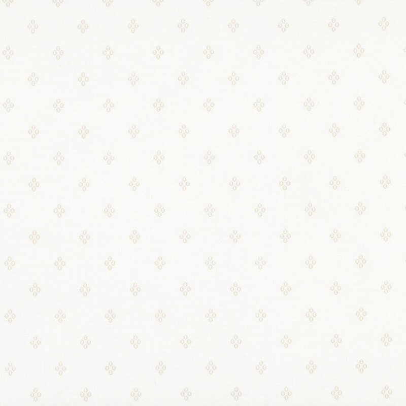 Off white fabric with a pattern of light taupe diamond shaped circles