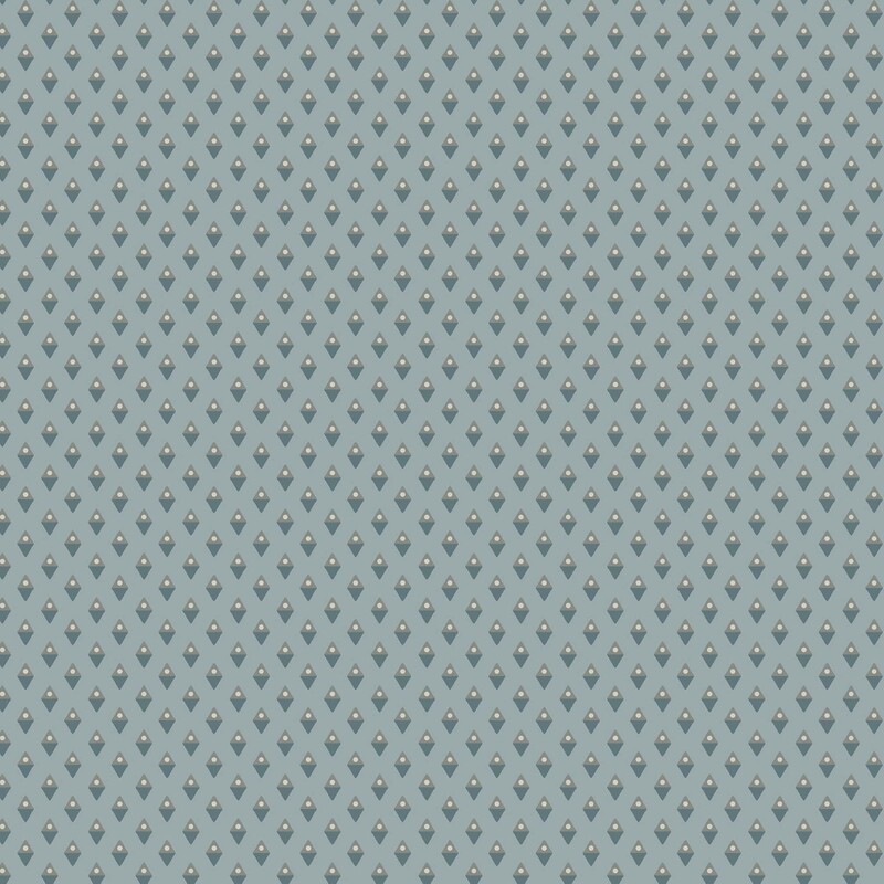 Cadet blue fabric with teal and gray diamond shapes with light circles