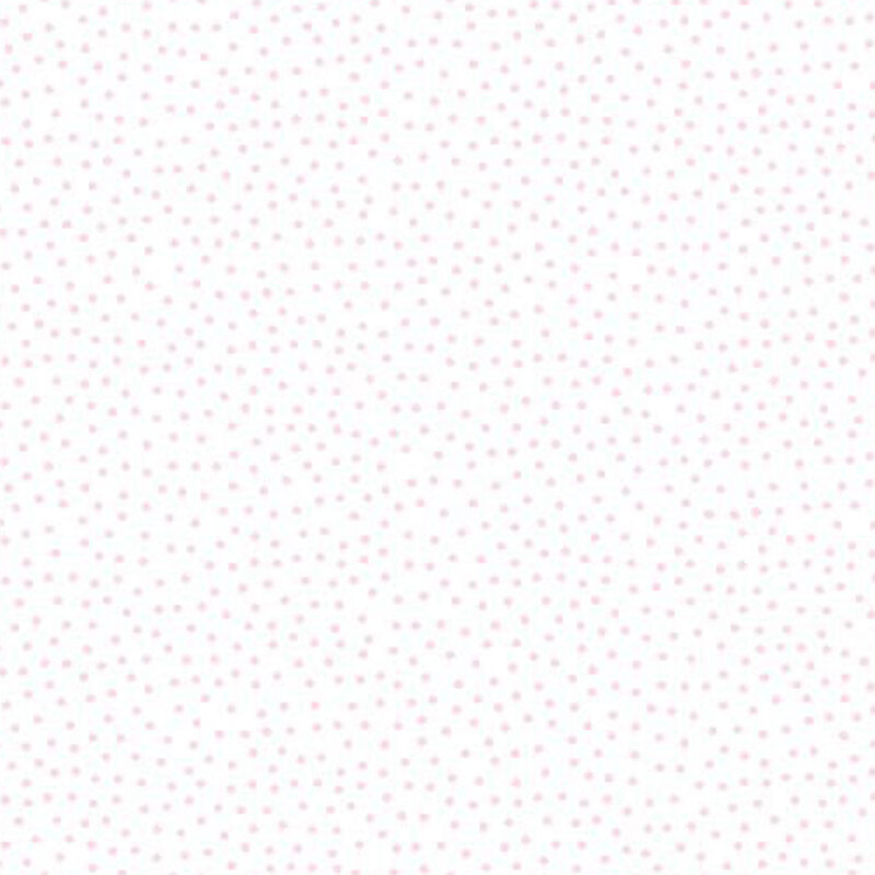 White fabric with a pattern of pastel pink dots
