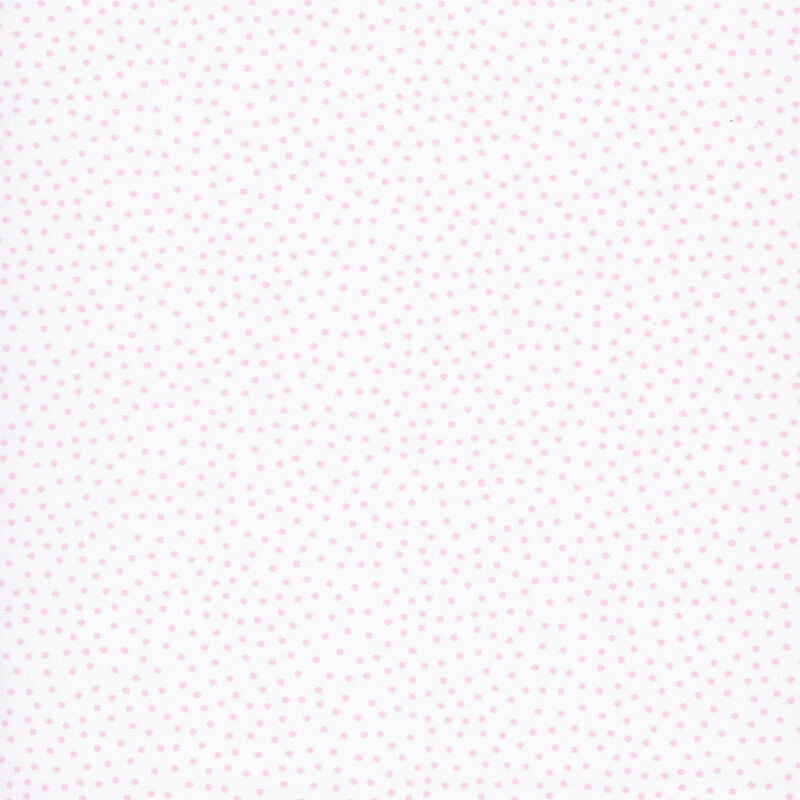 White fabric with a pattern of pastel pink dots