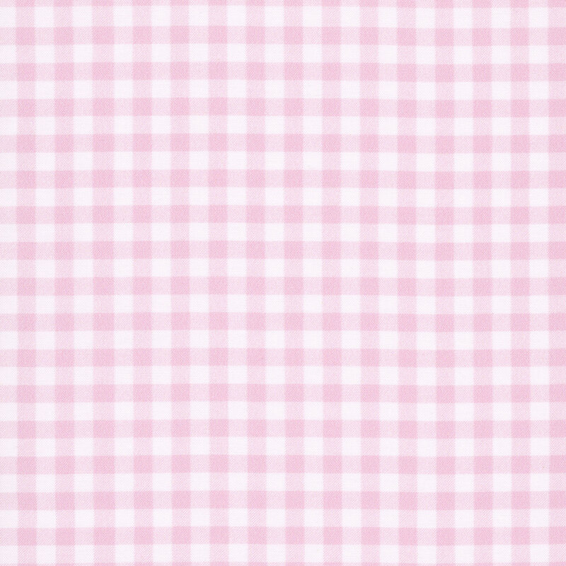 Pastel pink gingham on a white background